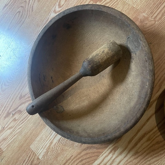 Antique Primitive Wooden Bowl and Pestle Set - Picture 1 of 3